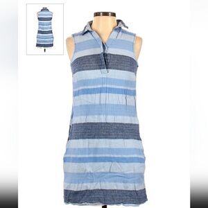 Beach Lunch Lounge Linen Striped Sleeveless Dress XSMALL